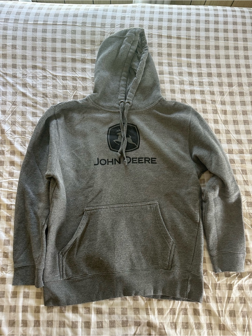 John Deere Men's Gray Crewneck Hoodie with Logo